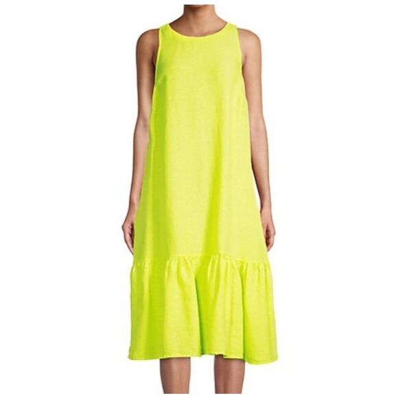 120% Lino Resort Linen Single-Tiered Swing Dress Size 46(US10) $375 - Picture 1 of 11